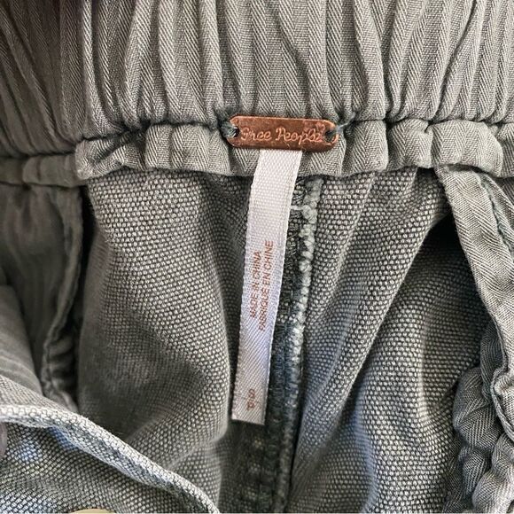 Free People High Rise Paper Bag Pants Pleated Waist Trouser Olive - Picture 5 of 12